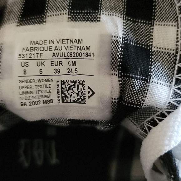Black,White & Black Checkered Converse - Picture 3 of 4